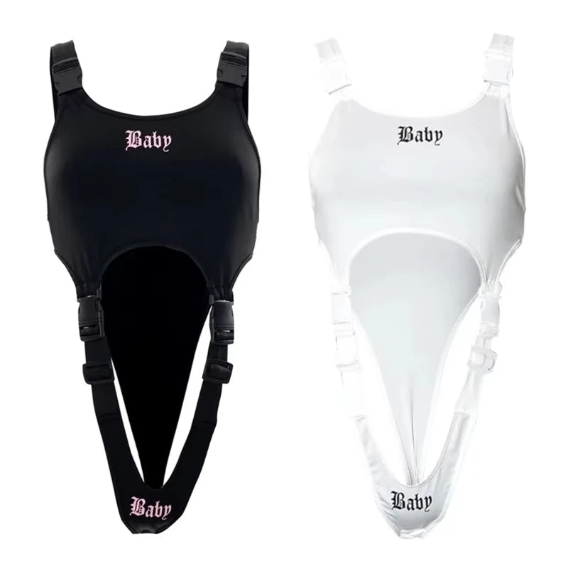 Sexy "DAT BABY" Bodysuit Women Punk High Street Sleeveless Bodysuits Y2k Gothic Bodycon Tops Casual Jumpsuit Club Party