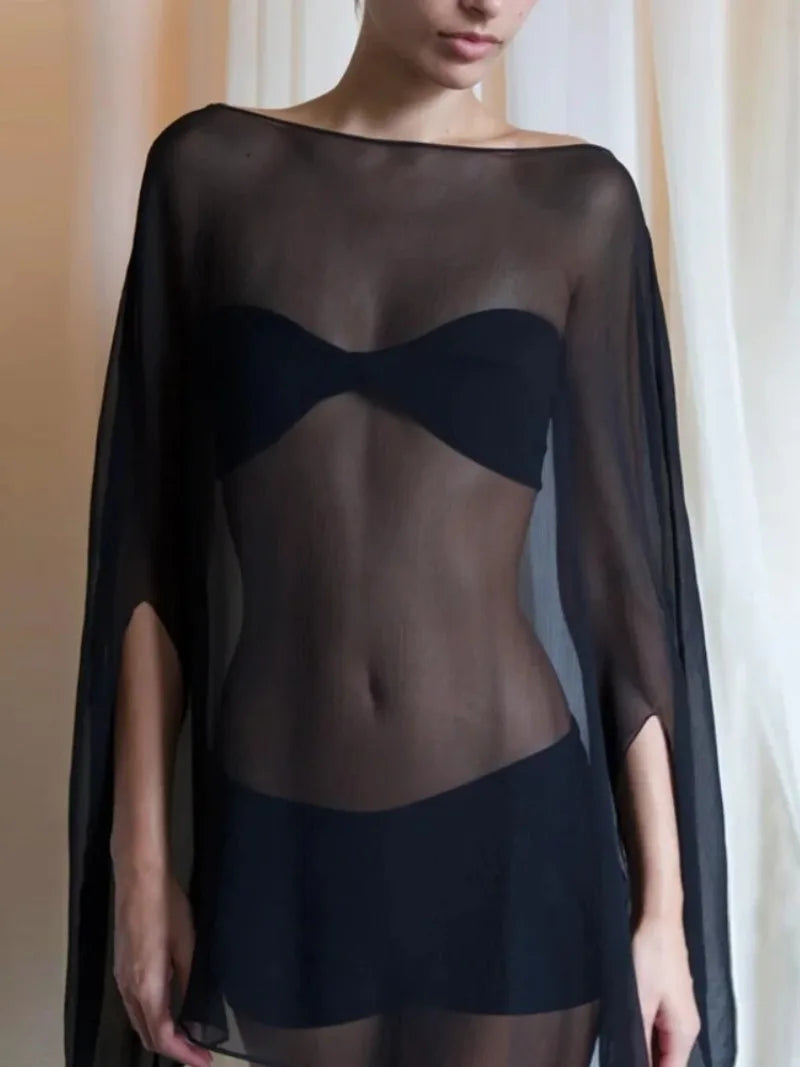 Woman TOPS See-THRU Chiffon THROW ON BEACH wear