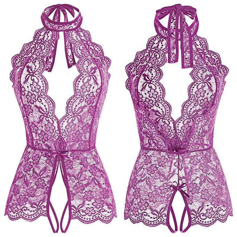 Sexy Lingerie Porno Women Plus Size S-2XL Bodysuit Role Play Clothes Transparent Nightgown Open Crotch Underwear Exotic Costumes