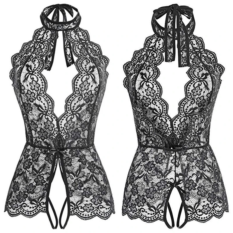 Sexy Lingerie Porno Women Plus Size S-2XL Bodysuit Role Play Clothes Transparent Nightgown Open Crotch Underwear Exotic Costumes