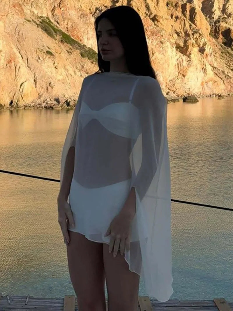 Woman TOPS See-THRU Chiffon THROW ON BEACH wear