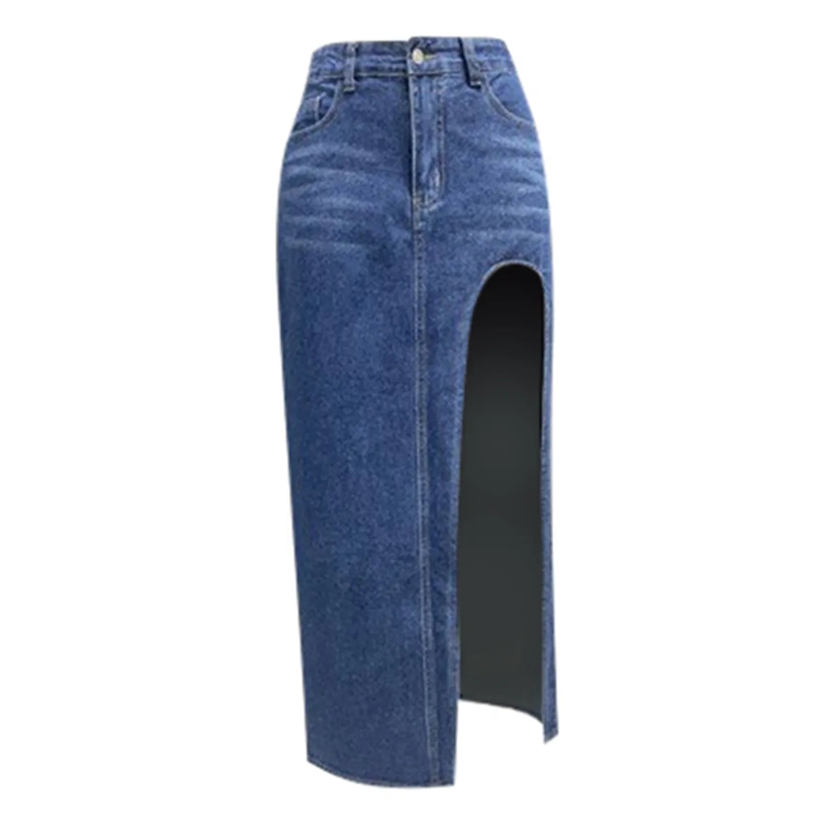 Fashion Design Women High Slit Long Skirt Spring Summer Washed Mid Length Skirt High Waist Denim Skirt Aesthetics Sexy Clothes