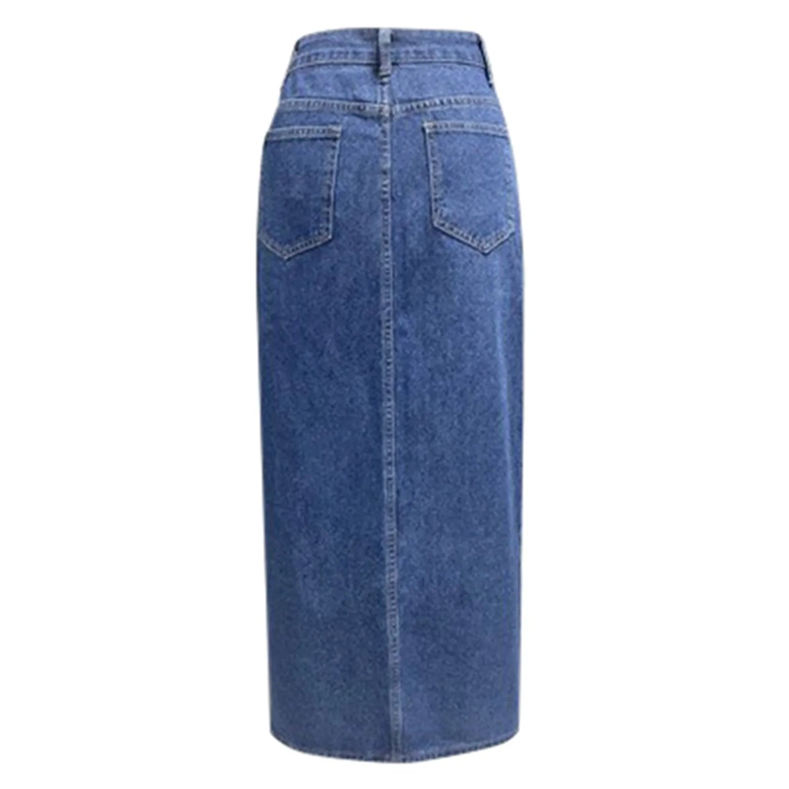 Fashion Design Women High Slit Long Skirt Spring Summer Washed Mid Length Skirt High Waist Denim Skirt Aesthetics Sexy Clothes