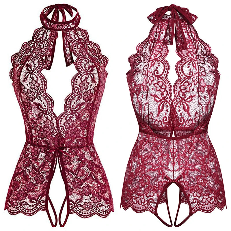 Sexy Lingerie Porno Women Plus Size S-2XL Bodysuit Role Play Clothes Transparent Nightgown Open Crotch Underwear Exotic Costumes